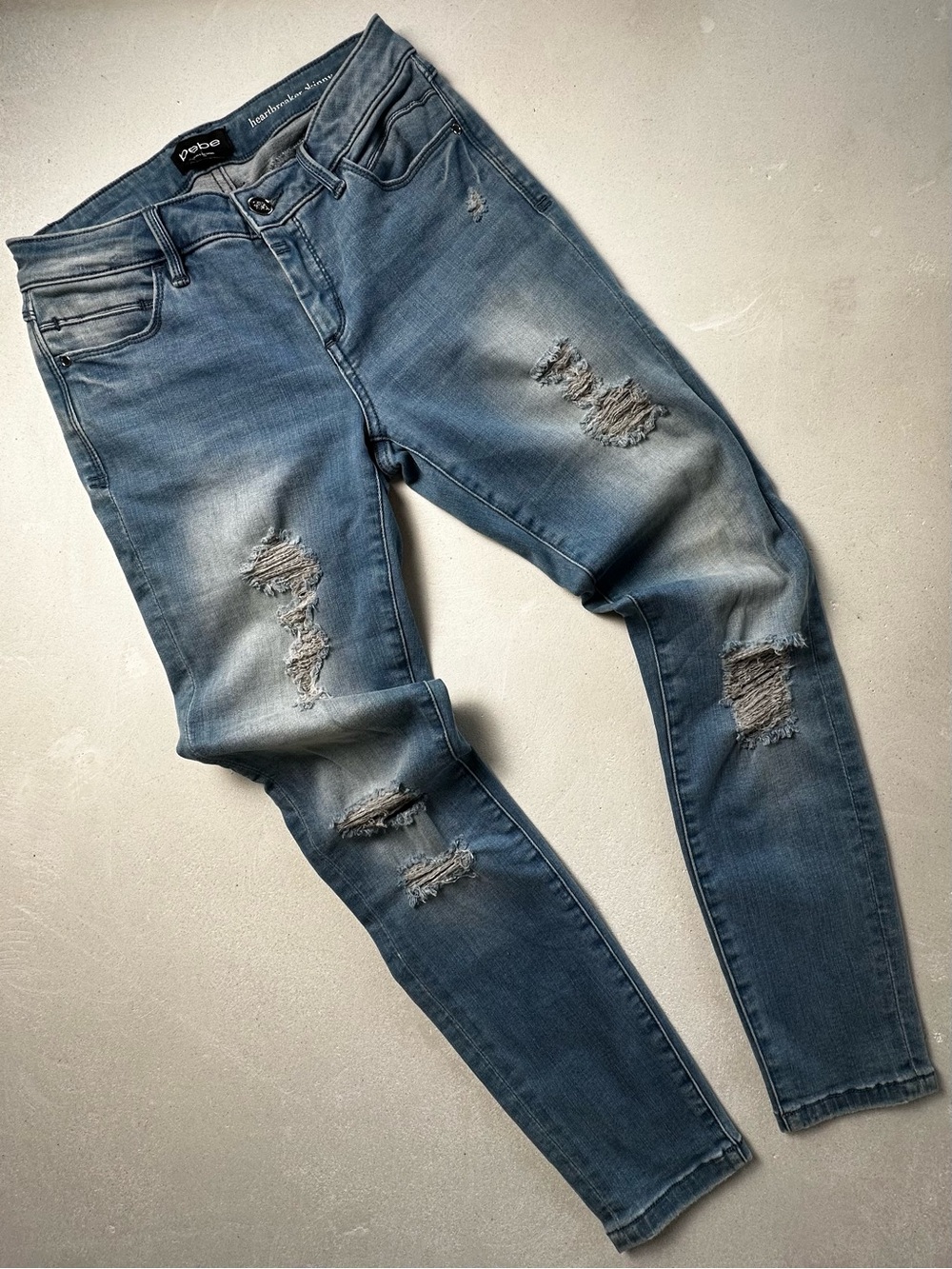 Authentic bebe Women’s Distressed Blue Denim Jeans